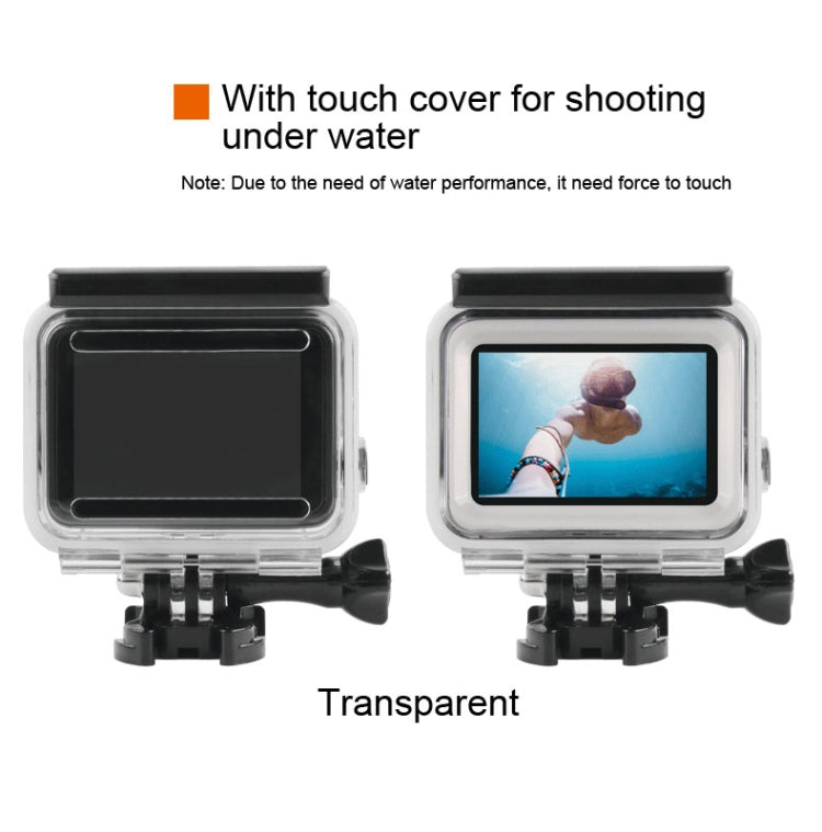 45m Waterproof Housing Protective Case + Touch Screen Back Cover for GoPro NEW HERO /HERO6 /5, with Buckle Basic Mount & Screw, No Need to Remove Lens, Touch Screen (Transparent) – Waterproof