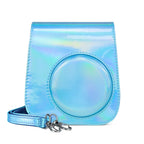 Aurora Color Leather Case Full Body Camera Bag with Shoulder Strap for FUJIFILM Instax mini 11, Blue