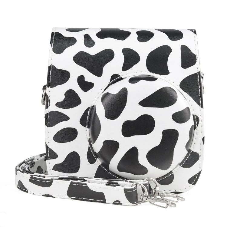 Milk Cow Full Body PU Leather Case Camera Bag with Strap for FUJIFILM instax mini 7+, Milk Cow