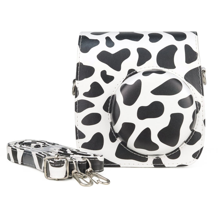 Milk Cow Full Body PU Leather Case Camera Bag with Strap for FUJIFILM instax mini 7+, Milk Cow