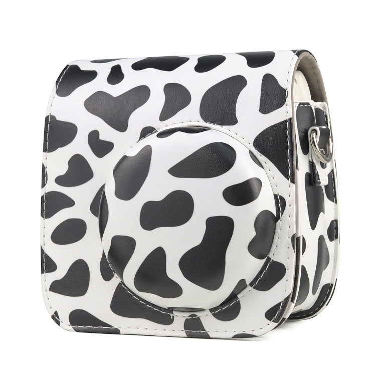 Milk Cow Full Body PU Leather Case Camera Bag with Strap for FUJIFILM instax mini 7+, Milk Cow