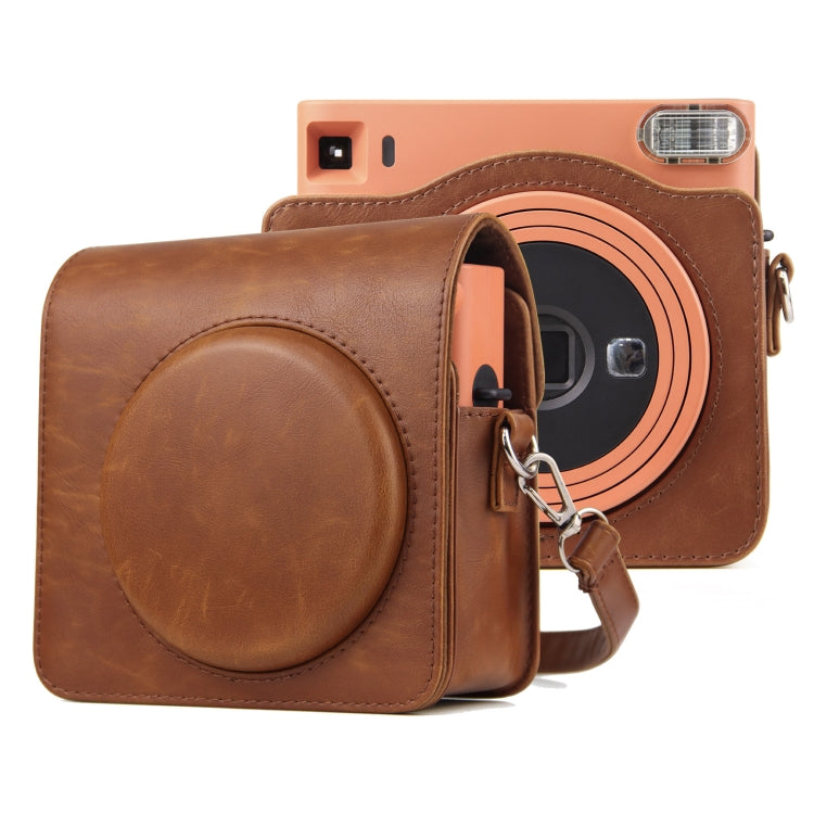 Full Body PU Leather Case Camera Bag with Strap for FUJIFILM instax Square SQ1 – Leather Brown