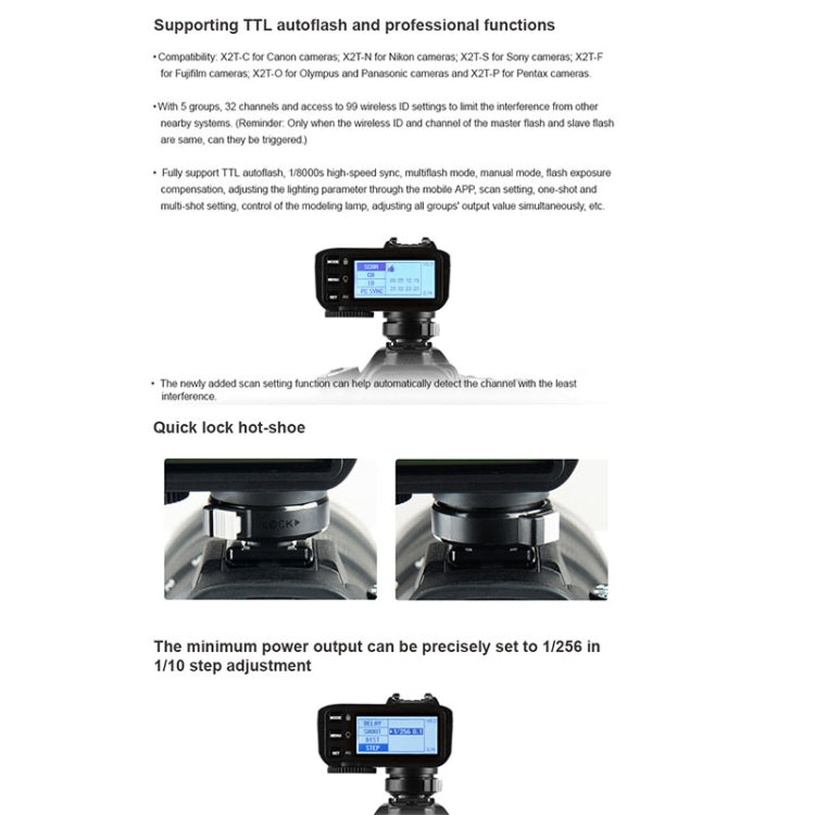 Godox X2T-O E-TTL II Bluetooth Wireless Flash Trigger for Panasonic / Olympus, X2T-O for Panasonic / Olympus