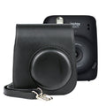 Solid Color Full Body Camera Leather Case Bag with Strap for FUJIFILM Instax mini 11 Black