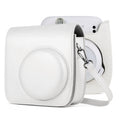 Solid Color Full Body Camera Leather Case Bag with Strap for FUJIFILM Instax mini 11 – Wear-resistant, Leather White