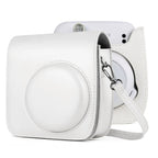 Solid Color Full Body Camera Leather Case Bag with Strap for FUJIFILM Instax mini 11 – Wear-resistant, Leather White