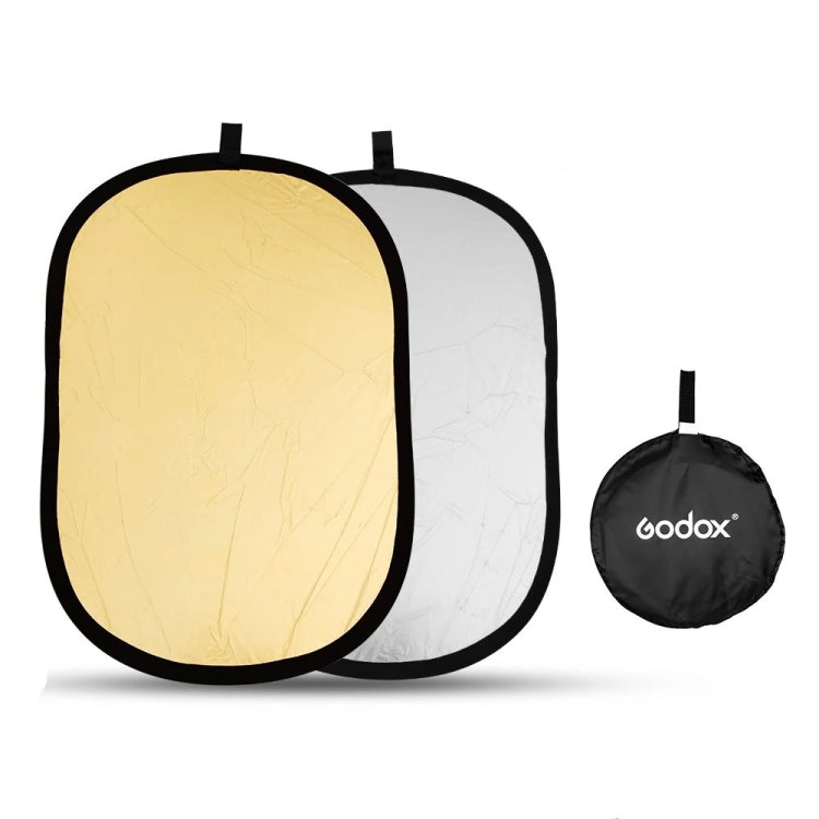 Godox FT01 2 in 1 Gold / Silver Oval Folding Reflector Board, Size: 150 x 200cm, 2 in 1 150 x 200cm 2 in 1 150 x 200cm