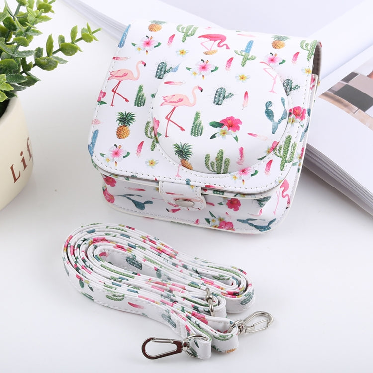 Cactus Flamingo Pattern Full Body Camera PU Leather Case Bag with Strap for FUJIFILM instax mini 9 / mini 8+ / mini 8, Cactus Flamingo Cactus Flamingo