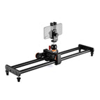 YELANGU L60E 60cm Slide Rail Track + L4 3-Wheel Video Dolly with Phone Clamp & Ballhead, L60E+L4X+PC03+T1 – Aluminum Alloy L60E+L4X+PC03+T1