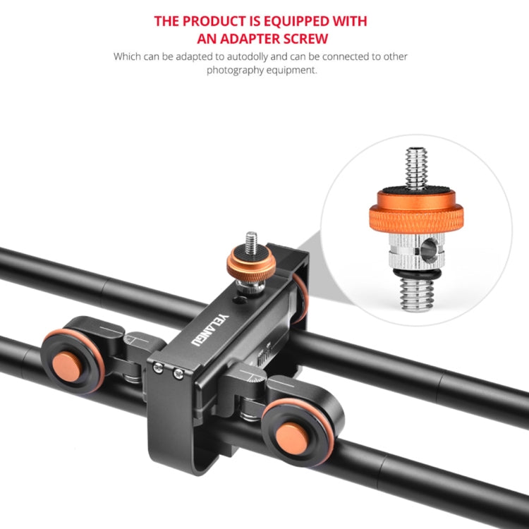 YELANGU L60E 60cm Slide Rail Track + L4 3-Wheel Video Dolly with Phone Clamp & Ballhead, L60E+L4X+PC03+T1 – Aluminum Alloy