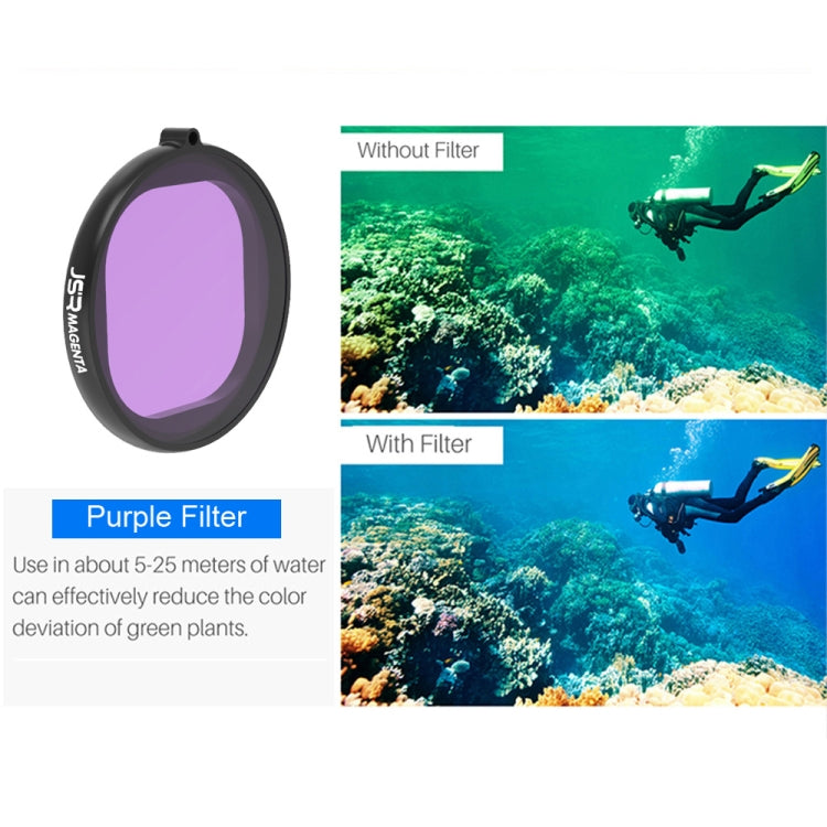 JSR Round Housing Diving 3 in 1 Red + Yellow + Purple Lens Filter for GoPro HERO8 Black, 3 in 1 Color Filter