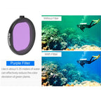 JSR Round Housing Diving 3 in 1 Red + Yellow + Purple Lens Filter for GoPro HERO8 Black, 3 in 1 Color Filter