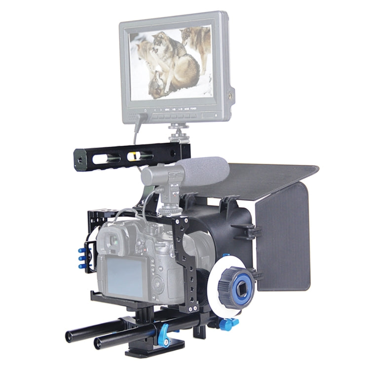 YELANGU YLG1105A Handle Video Camera Cage Stabilizer Kit with Matte Box & Follow Focus for Panasonic Lumix DMC-GH4 & G7 / Sony A7 & A7S & A7R & A7RII & A7SII, YLG1105A YLG1105A