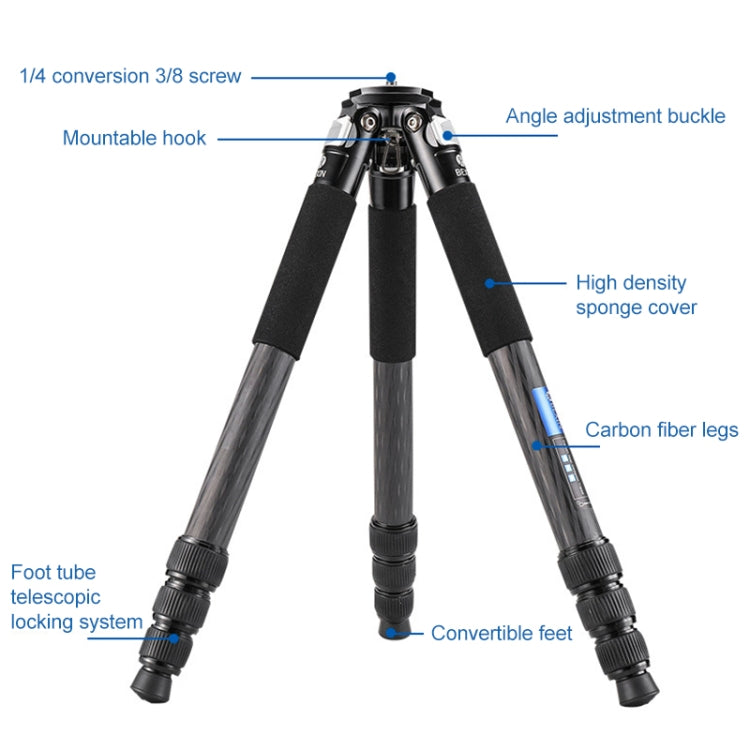 BEXIN RC334 Portable Collapsible Carbon Fiber Camera Tripod, RC334