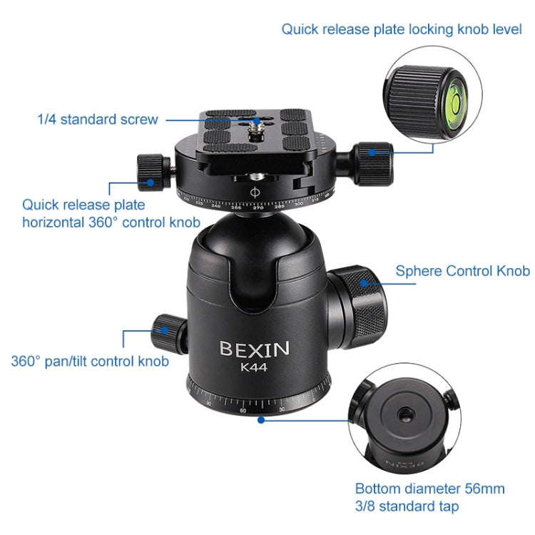 BEXIN RC334 Portable Collapsible Carbon Fiber Camera Tripod, RC334