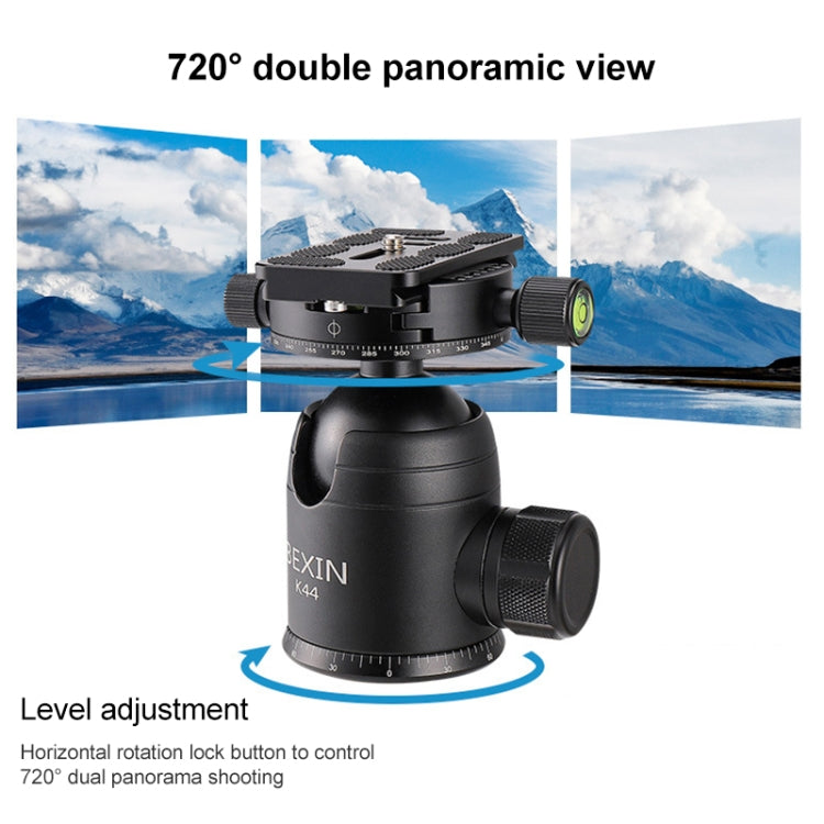 BEXIN RC334 Portable Collapsible Carbon Fiber Camera Tripod with K44 Panoramic BallHead, RC334+K44