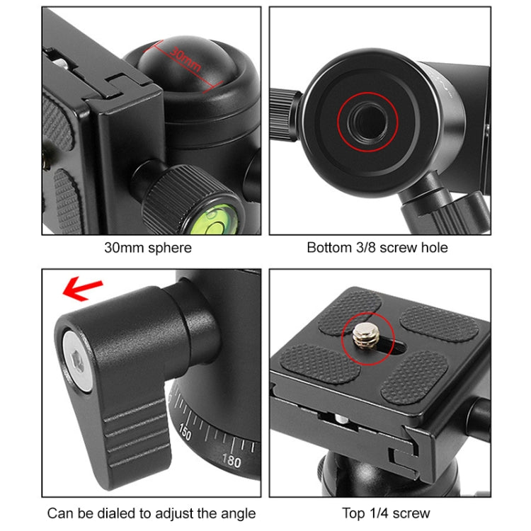 BEIXIN QB-30 360 Degree Rotation Panorama Metal Ball Head with Quick Release Plate, QB-30 – Aluminum Alloy