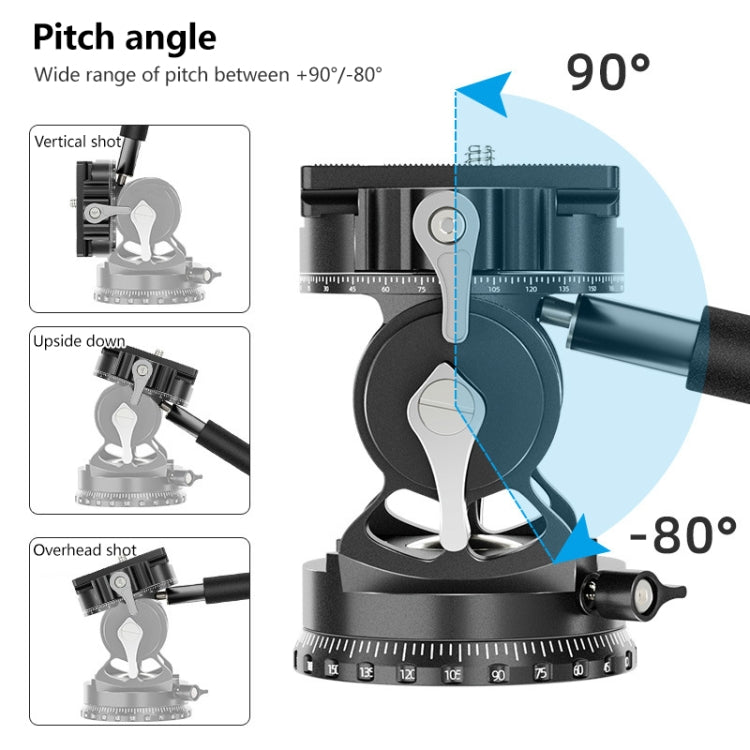 BEXIN DT-02R/S 2D 720 Degree Panorama Heavy Duty Tripod Action Fluid Drag Head with Quick Release Plate, DT-02R/S