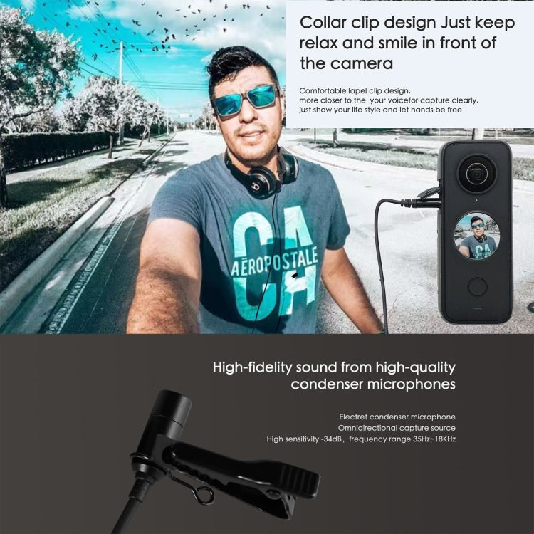 Lavalier Clip Type-C Recording Microphone – Durable Build, Easy to Use, For Insta360 ONE X2