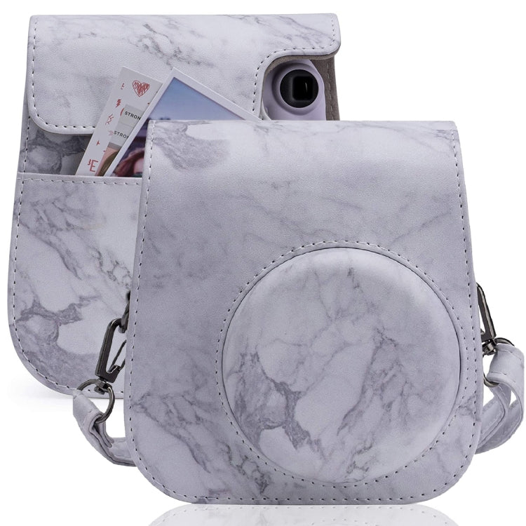 For FUJIFILM instax mini 11 / 9 / 8 Marble Full Body Leather Case Camera Bag with Strap Default Title