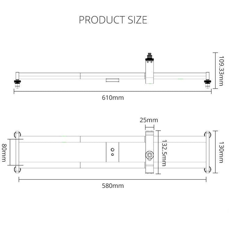 YELANGU YLG0119A 60cm Splicing Slide Rail Track + Trolley Rail Buckle for SLR Cameras / Video Cameras, 60cm Rail Track + Rail Buckle