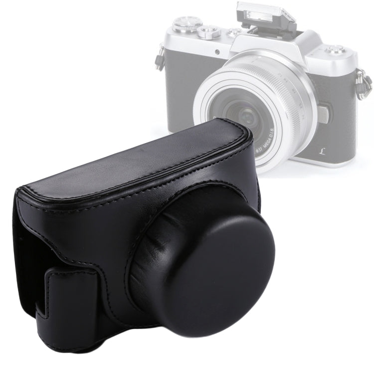 Full Body Camera PU Leather Camera Case Bag with Strap for Panasonic Lumix GF7 / GF8 / GF9 (12-32mm / 14-42mm Lens), For Lumix GF7 For Lumix GF7 Black