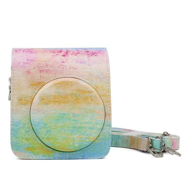 Rainbow Oil painting Pattern PU Leather Protective Camera Case Bag For FUJIFILM Instax Mini70 Camera, Rainbow Oil painting Rainbow Oil painting