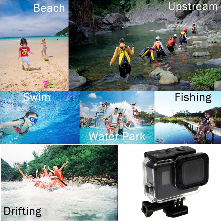 For GoPro HERO6 /5 30m Waterproof Housing Protective Case + Hollow Back Cover with Buckle Basic Mount & Screw, No Need to Disassemble Lens(GP413), Housing Case+ Back cover – Waterproof