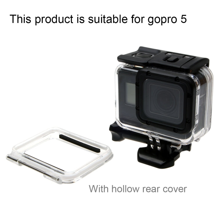 For GoPro HERO6 /5 30m Waterproof Housing Protective Case + Hollow Back Cover with Buckle Basic Mount & Screw, No Need to Disassemble Lens(GP413), Housing Case+ Back cover – Waterproof