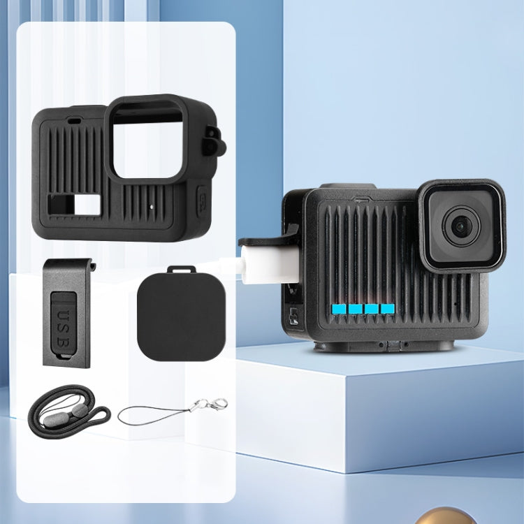 For GoPro HERO 2024 Silicone Protective Case Side Interface Cover with Wrist Strap & Lens Cover, Silicone Case Side Interface Cover Silicone Case Side Interface Cover