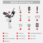 MOZA AirCross S 3 Axis Foldable Handheld Gimbal Stabilizer for DSLR Cameras and Smart Phone, AirCross S