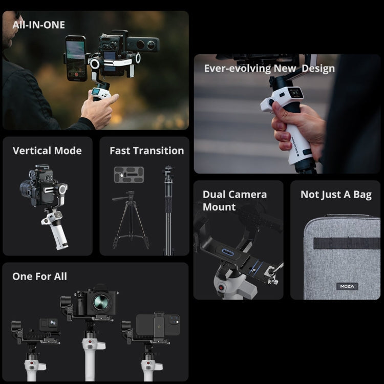MOZA AirCross S 3 Axis Foldable Handheld Gimbal Stabilizer for DSLR Cameras and Smart Phone, AirCross S