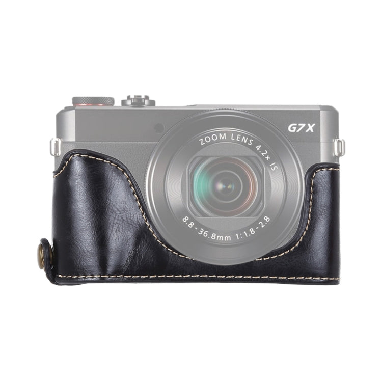 1/4 inch Thread PU Leather Camera Half Case Base for Canon G7 X Mark II, For Canon G7X2 For Canon G7X2 Black