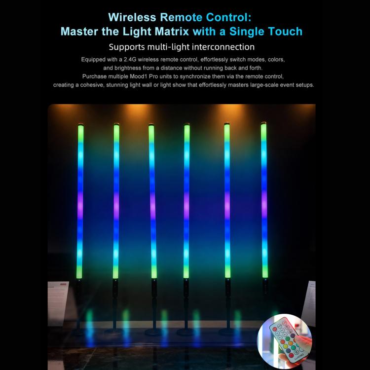 LUXCeO Mood1 Pro 90cm RGB Colorful Atmosphere Rhythm LED Stick Handheld Video Photo Fill Light, No Tripod, 90cm – Durable Build, Easy to Use