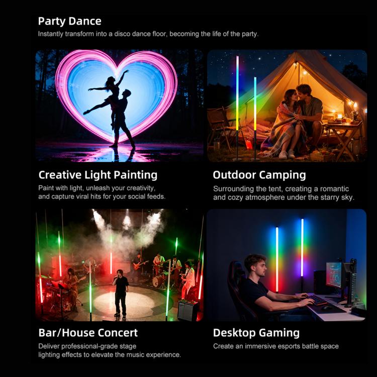 LUXCeO Mood1 Pro 90cm RGB Colorful Atmosphere Rhythm LED Stick Handheld Video Photo Fill Light, No Tripod, 90cm – Durable Build, Easy to Use