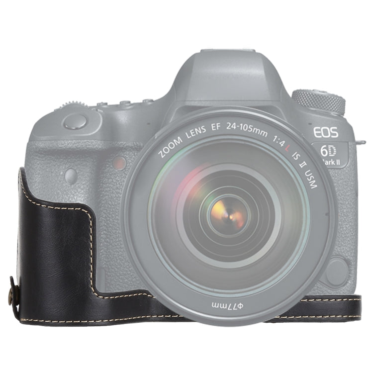 1/4 inch Thread PU Leather Camera Half Case Base for Canon EOS 6D / 6D Mark II, For Canon 6D2 For Canon 6D2 Black