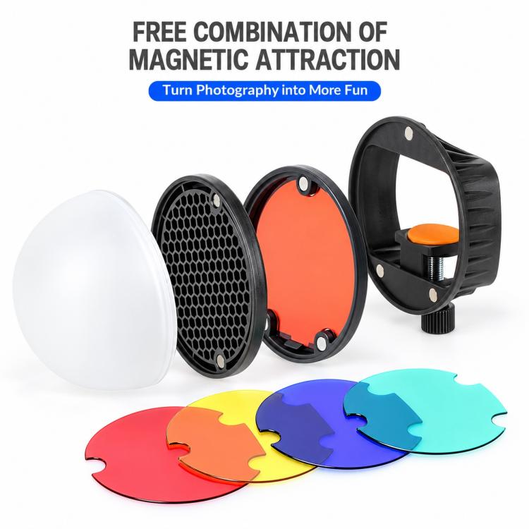 TRIOPO TR-08 Flash Speedlite Honeycomb Magnet Fixing Softbox Kits with 4 x Magnetic Color Filters, TR-08 – Magnetic