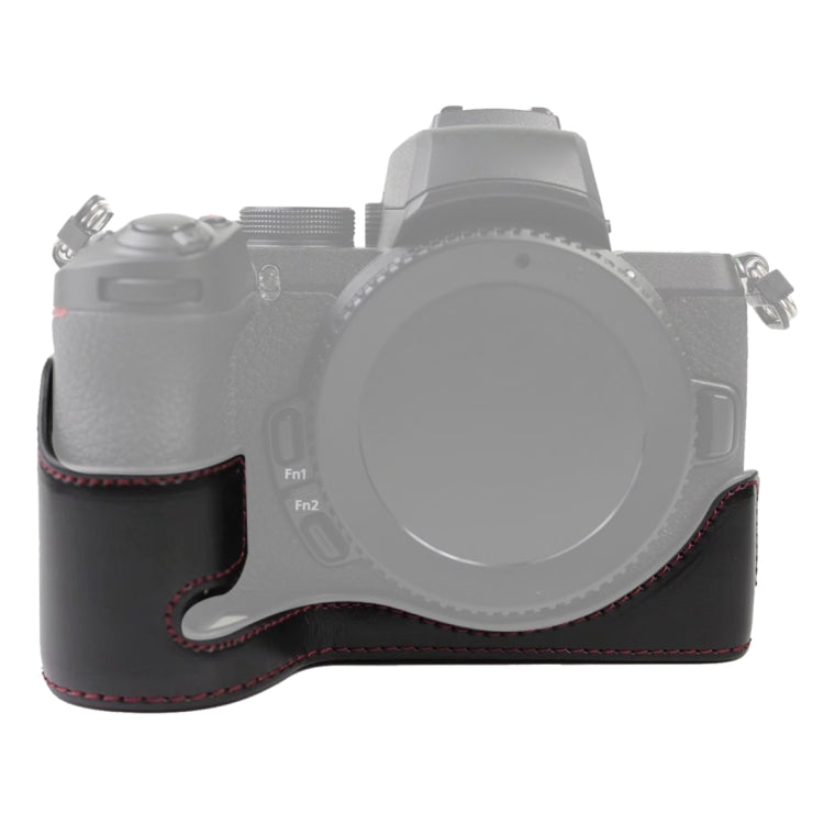 1/4 inch Thread PU Leather Camera Half Case Base for Nikon Z50, For Nikon Z50 For Nikon Z50 Black