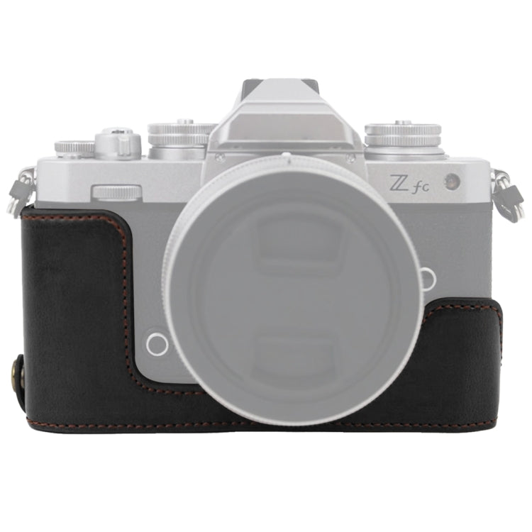 1/4 inch Thread PU Leather Camera Half Case Base for Nikon Z fc, For Nikon Z fc For Nikon Z fc Black