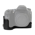 1/4 inch Thread PU Leather Camera Half Case Base for Canon EOS 80D / 70D, For Canon EOS 80D For Canon EOS 80D Black
