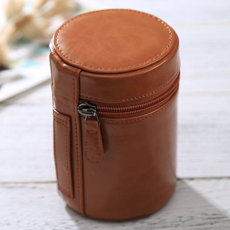 Medium Lens Case Zippered PU Leather Pouch Box for DSLR Camera Lens, Size: 13x9x9cm, 13 x 9cm (Brown), 13 x 9cm (Coffee), 13 x 9cm (Black) 13 x 9cm (Brown) Brown
