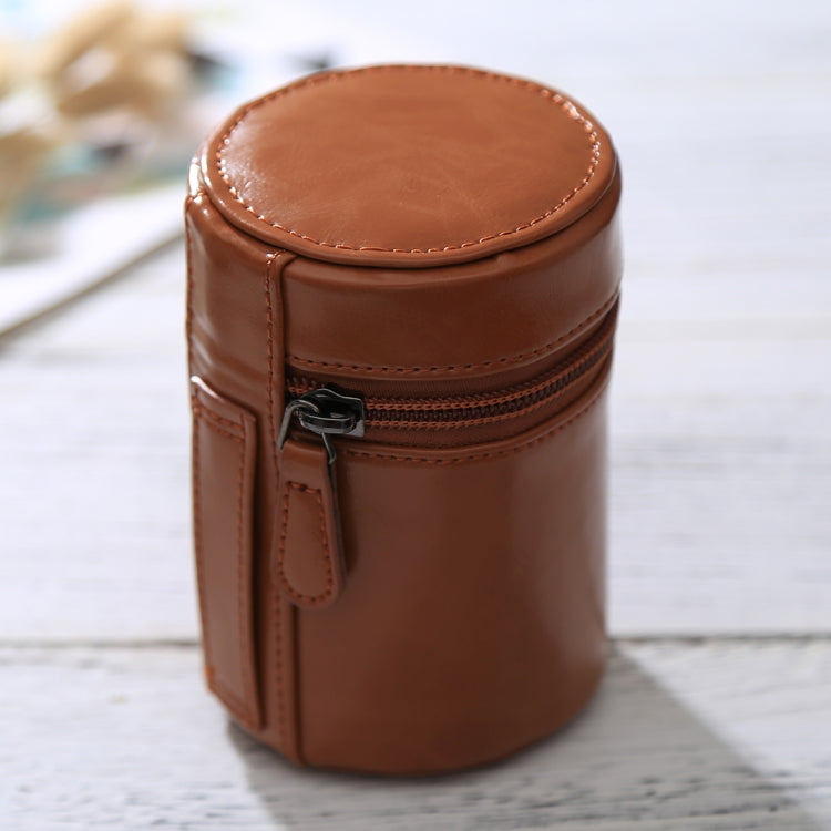Small Lens Case Zippered PU Leather Pouch Box for DSLR Camera Lens, Size: 11x8x8cm, 11 x 8cm (Brown), 11 x 8cm (Coffee), 11 x 8cm (Black) 11 x 8cm (Brown) Brown