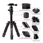 TRIOPO T226 Adjustable Portable Aluminum Alloy Tripod with D-0 Ball Head for SLR Camera, T226
