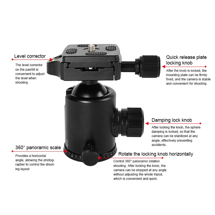 TRIOPO T226 Adjustable Portable Aluminum Alloy Tripod with D-0 Ball Head for SLR Camera, T226