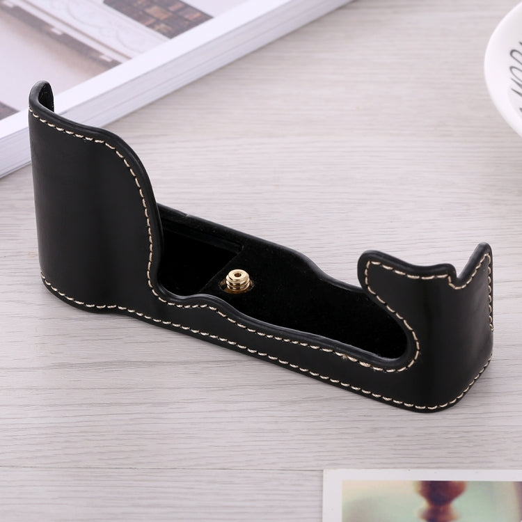 1/4 inch Thread PU Leather Camera Half Case Base for FUJIFILM X-A5 / X-A20 – Leather, For FUJIFILM XA5