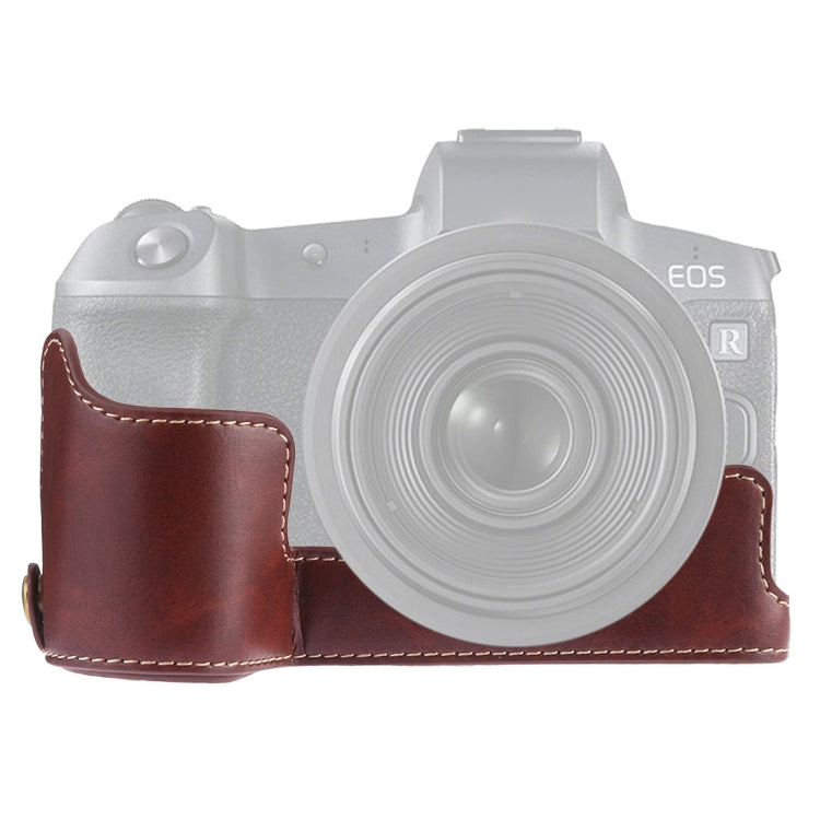 1/4 inch Thread PU Leather Camera Half Case Base for Canon EOS R, For Canon R For Canon R Coffee