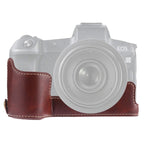 1/4 inch Thread PU Leather Camera Half Case Base for Canon EOS R, For Canon R For Canon R Coffee