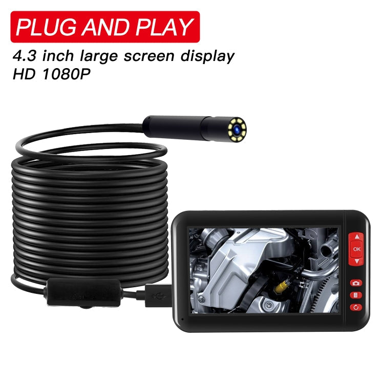 P20 4.3 Inch Screen Display HD1080P Inspection Endoscope with 8 LEDs, Length: 5m, Lens Diameter: 8mm, Hard Line, Length: 5m, Hard Line