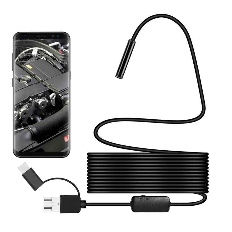 Y101 8mm Spiral Head 3 In 1 Waterproof Digital Endoscope Inspection Camera, Length: 5m Flexible Cable, Length: 5m Flexible Cable Length: 5m Flexible Cable