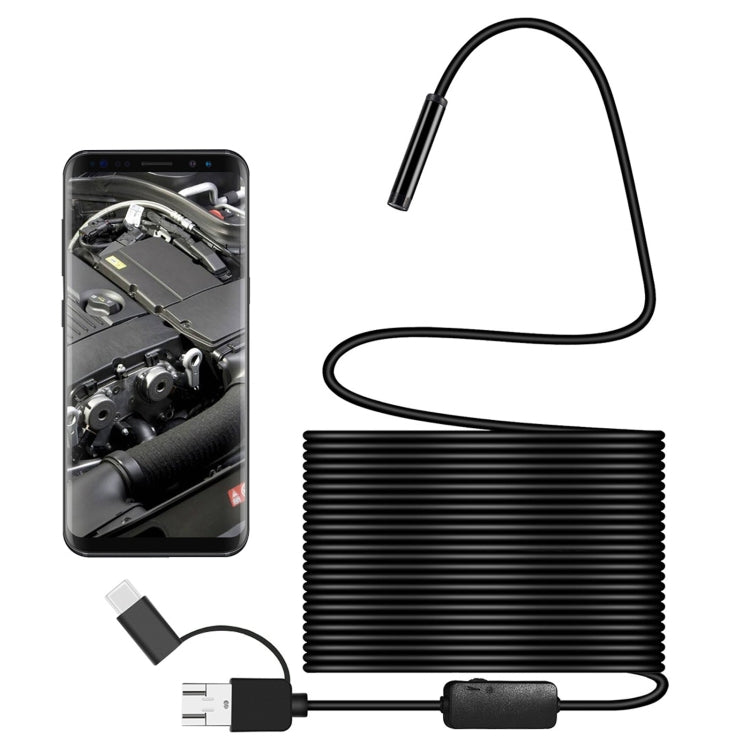 Y101 8mm Spiral Head 3 In 1 Waterproof Digital Endoscope Inspection Camera, Length: 10m Hard Cable, Length: 10m Hard Cable Length: 10m Hard Cable